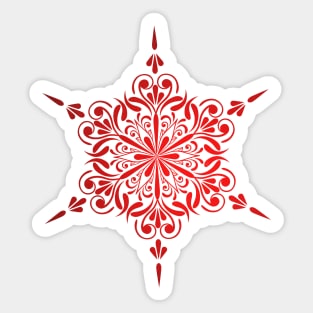 Festive Merry and Bright Red Snowflake - Christmas Holiday Season Sticker